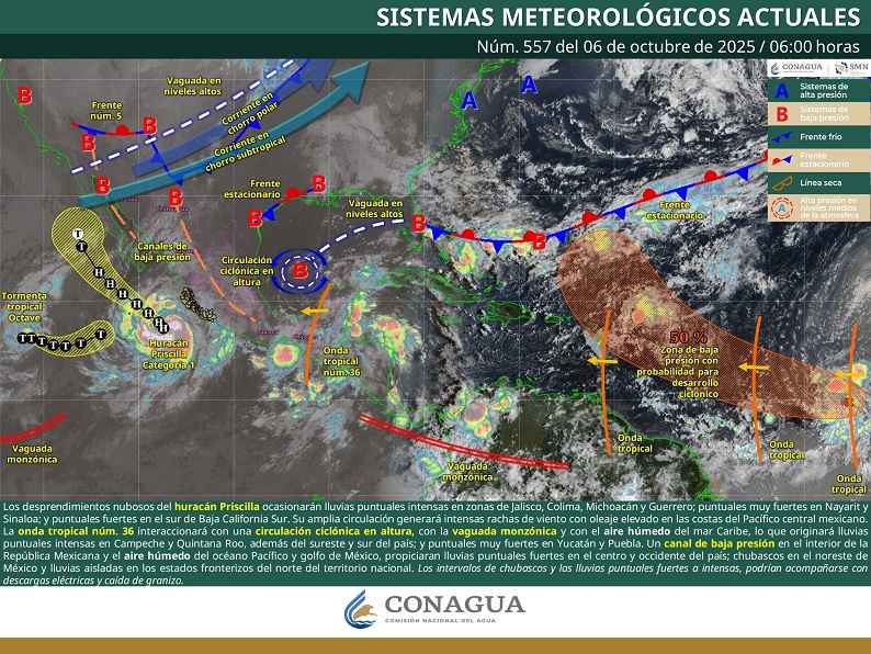 Para hoy lunes, el huracán Priscila ocasionará lluvias puntuales intensas en Michoacán Para hoy lunes, el huracán Priscila ocasionará lluvias puntuales intensas en Michoacán