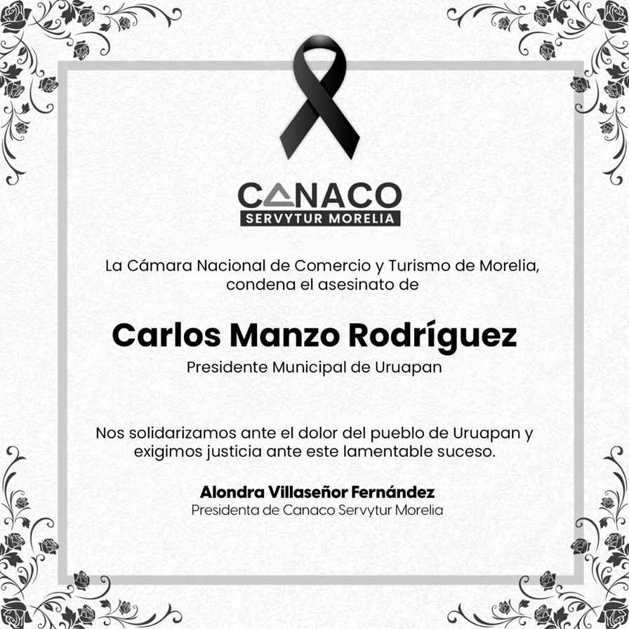 Urge CANACO Morelia atender inseguridad en Michoacán Urge CANACO Morelia atender inseguridad en Michoacán