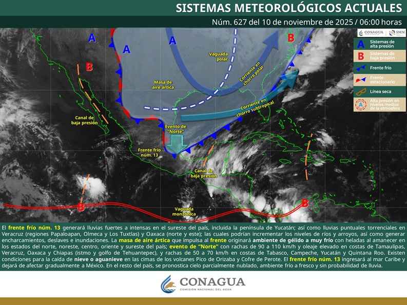 Masa de aire ártica cubrirá la mayor parte del territorio mexicano Masa de aire ártica cubrirá la mayor parte del territorio mexicano