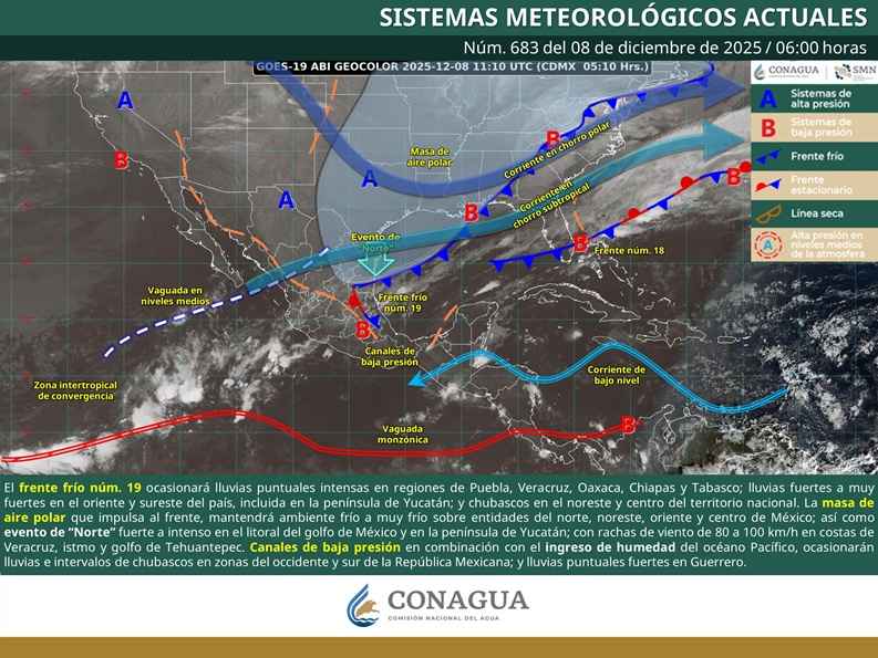 Masa de aire polar, mantendrá ambiente frío a muy frío sobre entidades del norte, noreste, oriente y centro de México Masa de aire polar, mantendrá ambiente frío a muy frío sobre entidades del norte, noreste, oriente y centro de México