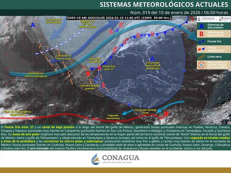 Frente frío núm. 27 originará un marcado descenso de las temperaturas en la mayor parte del territorio nacional Frente frío núm. 27 originará un marcado descenso de las temperaturas en la mayor parte del territorio nacional