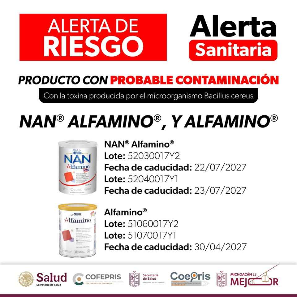 Cofepris emite alerta sanitaria por lotes de fórmula infantil Nestlé Cofepris emite alerta sanitaria por lotes de fórmula infantil Nestlé