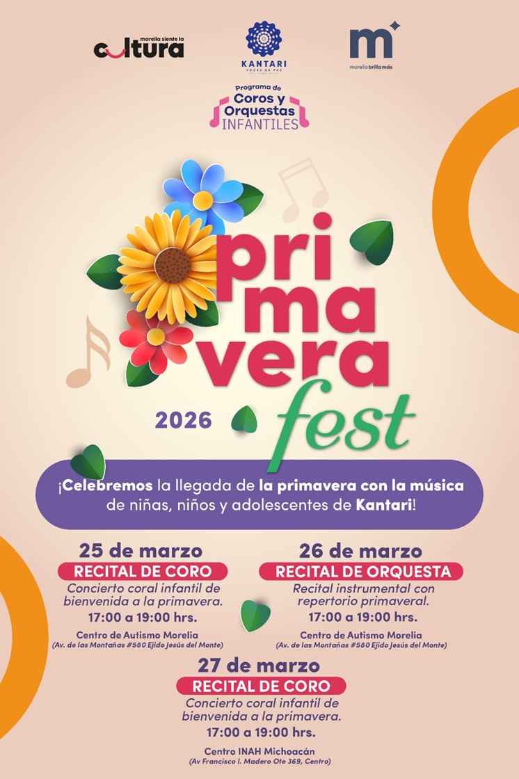 Invita SeCultura Morelia a conciertos del Primavera Fest 2026 Invita SeCultura Morelia a conciertos del Primavera Fest 2026