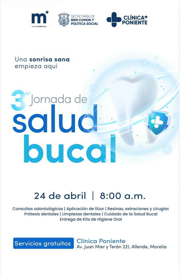 Invita Gobierno de Morelia a cuidar la salud de las familias en la 3ª Jornada de Salud Bucal gratuita Invita Gobierno de Morelia a cuidar la salud de las familias en la 3ª Jornada de Salud Bucal gratuita