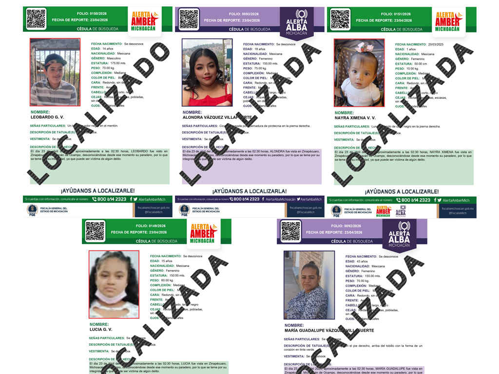 Localizan sanas y salvas a cinco personas reportadas como desaparecidas en Zinapécuaro Localizan sanas y salvas a cinco personas reportadas como desaparecidas en Zinapécuaro