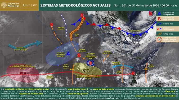 Cielo medio nublado a nublado, con lluvias puntuales muy fuertes, con prevalencia de la onda de calor en Michoacán Cielo medio nublado a nublado, con lluvias puntuales muy fuertes, con prevalencia de la onda de calor en Michoacán