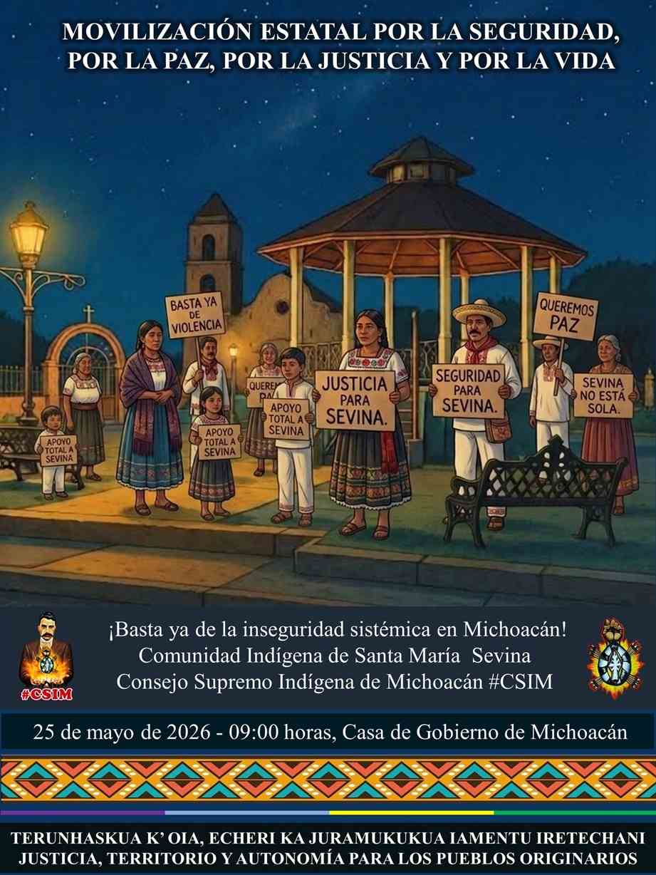 Comunidades indígenas se movilizarán este lunes ante ola de violencia en la Meseta Purépecha Comunidades indígenas se movilizarán este lunes ante ola de violencia en la Meseta Purépecha
