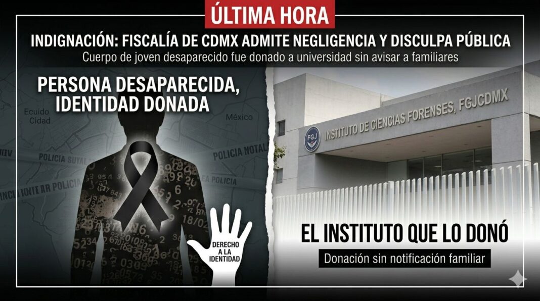 Fiscalía de CDMX admite negligencia: Donaron cuerpo de joven desaparecido a una universidad sin avisar a su familia Fiscalía de CDMX admite negligencia: Donaron cuerpo de joven desaparecido a una universidad sin avisar a su familia