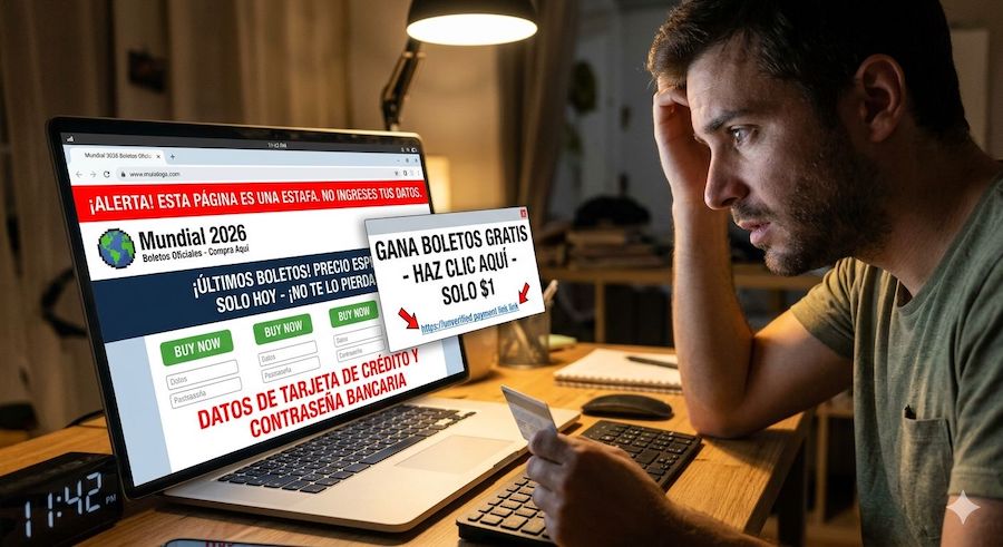 Alerta global: Detectan sitios falsos que simulan vender boletos para el Mundial 2026* Alerta global: Detectan sitios falsos que simulan vender boletos para el Mundial 2026*