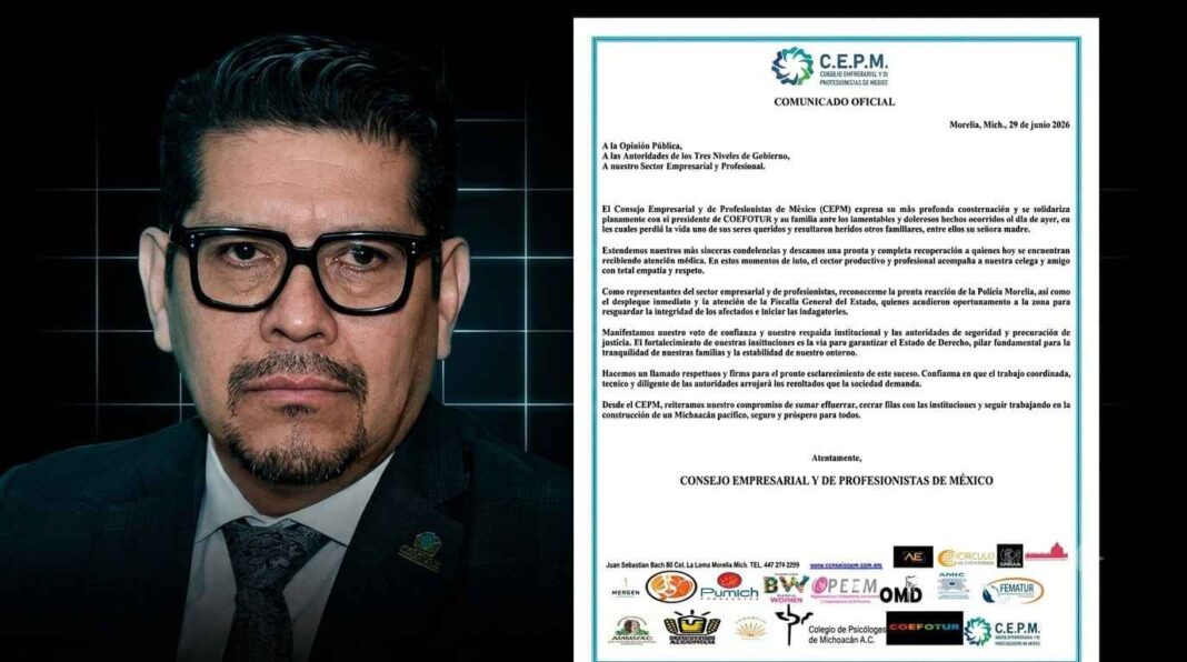 Exige CEPM frenar violencia en Michoacán tras atentado contra líder de COEFOTUR Exige CEPM frenar violencia en Michoacán tras atentado contra líder de COEFOTUR