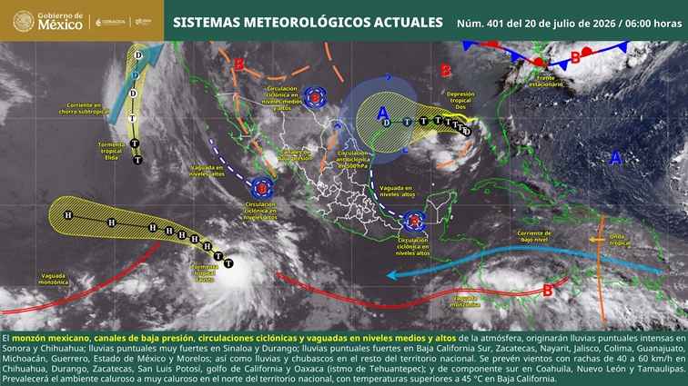Cielo medio nublado a nublado en el transcurso del día, con lluvias puntuales fuertes en Michoacán Cielo medio nublado a nublado en el transcurso del día, con lluvias puntuales fuertes en Michoacán