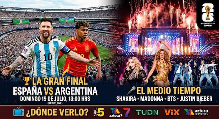 Guía Completa de la Final del Mundial: Dónde ver el partido, la Ceremonia de Clausura y el histórico Show de Medio Tiempo Guía Completa de la Final del Mundial: Dónde ver el partido, la Ceremonia de Clausura y el histórico Show de Medio Tiempo
