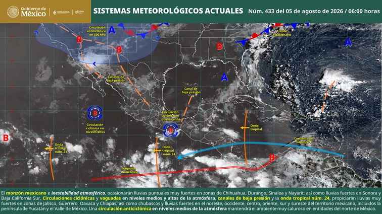 Cielo medio nublado a nublado en el transcurso del día, con lluvias puntuales fuertes en Michoacán Cielo medio nublado a nublado en el transcurso del día, con lluvias puntuales fuertes en Michoacán