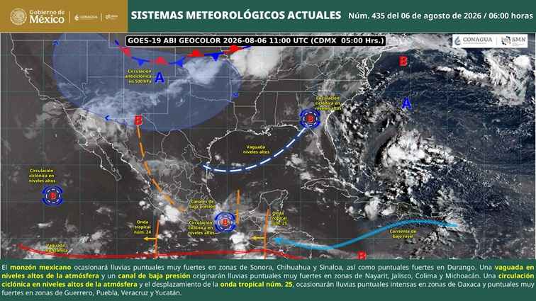 Se prevén lluvias puntuales muy fuertes en zonas de Michoacán Se prevén lluvias puntuales muy fuertes en zonas de Michoacán