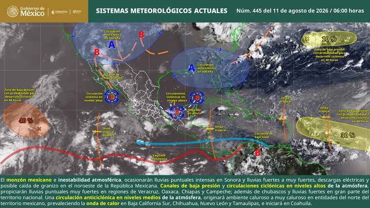 Cielo medio nublado a nublado, con lluvias puntuales fuertes en Michoacán Cielo medio nublado a nublado, con lluvias puntuales fuertes en Michoacán