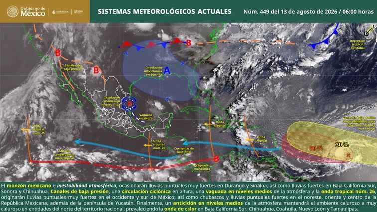 Pronóstico de ambiente caluroso a muy caluroso, cielo medio nublado a nublado, con lluvias puntuales fuertes en Michoacán Pronóstico de ambiente caluroso a muy caluroso, cielo medio nublado a nublado, con lluvias puntuales fuertes en Michoacán