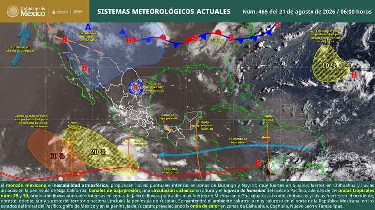 Cielo medio nublado a nublado durante el día, con lluvias muy fuertes en Michoacán Cielo medio nublado a nublado durante el día, con lluvias muy fuertes en Michoacán
