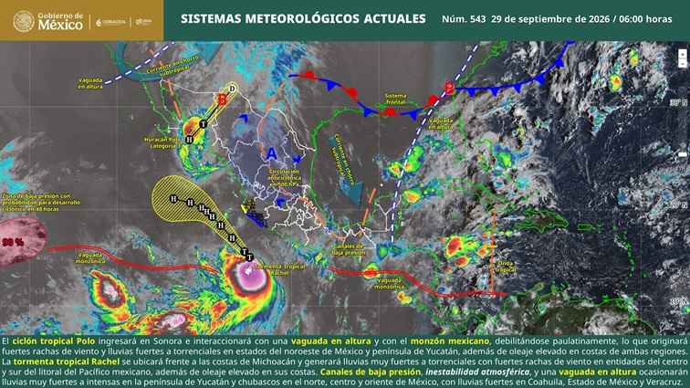 En el transcurso del día, cielo medio nublado a nublado, con lluvias torrenciales en zonas de Michoacán En el transcurso del día, cielo medio nublado a nublado, con lluvias torrenciales en zonas de Michoacán