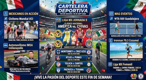 Cartelera Deportiva del Fin de Semana (19 y 20 de Septiembre de 2026) Cartelera Deportiva del Fin de Semana (19 y 20 de Septiembre de 2026)