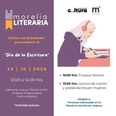Invita SeCultura a conmemorar Día de la Escritora, en Cabina de Lectura de Morelia Invita SeCultura a conmemorar Día de la Escritora, en Cabina de Lectura de Morelia